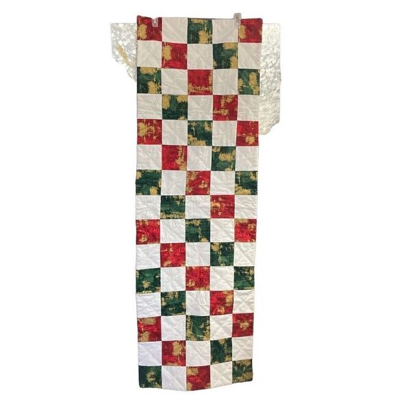 Handcrafted Cottage Core Cabin Core Folk Art Quilted Table Runner Wall Hanging - Picture 1 of 5